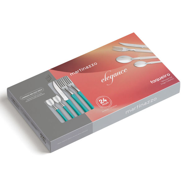 Imagen de Cubiertos juego x24 acero inox en caja VERDE, ELEGANCE MARTINAZZO