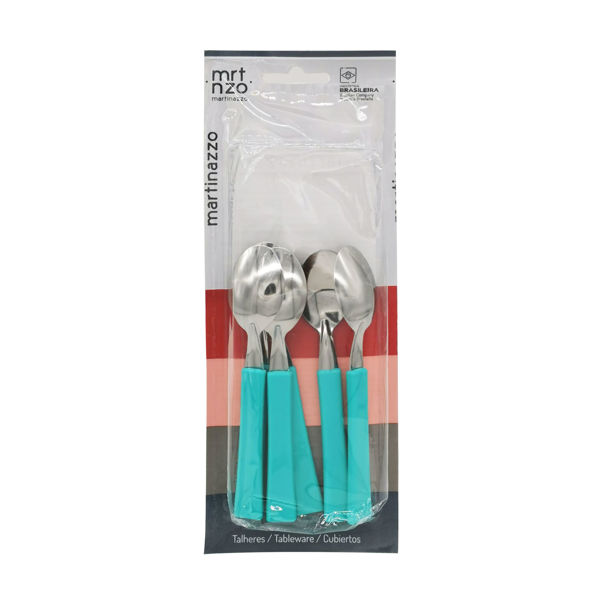 Imagen de Cubiertos cucharas de té x3 en blister acero inoxidable VERDE, UNA MARTINAZZO