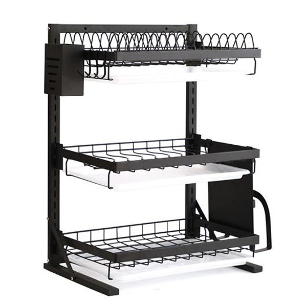 Imagen de Escurridor de platos de metal, 3 niveles con estantes, para amurar a la pared, en caja