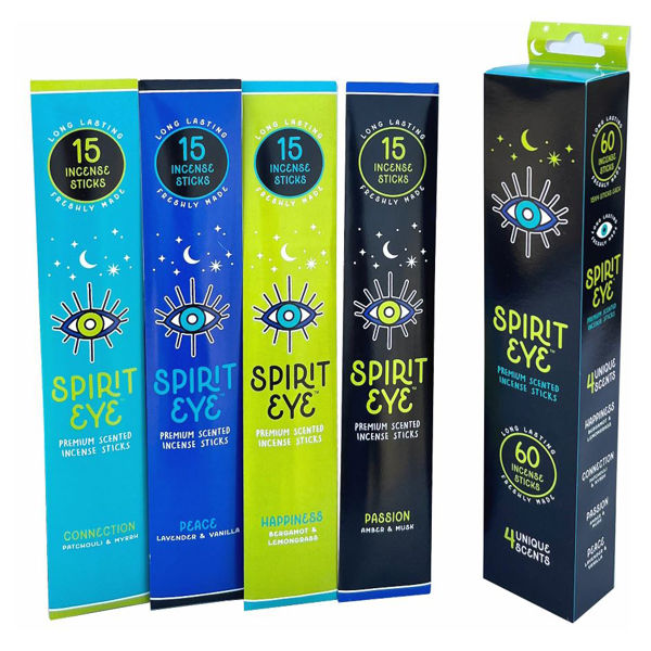 Imagen de Incienso palitos 15x4 SPIRIT EYE, 4 fragancias