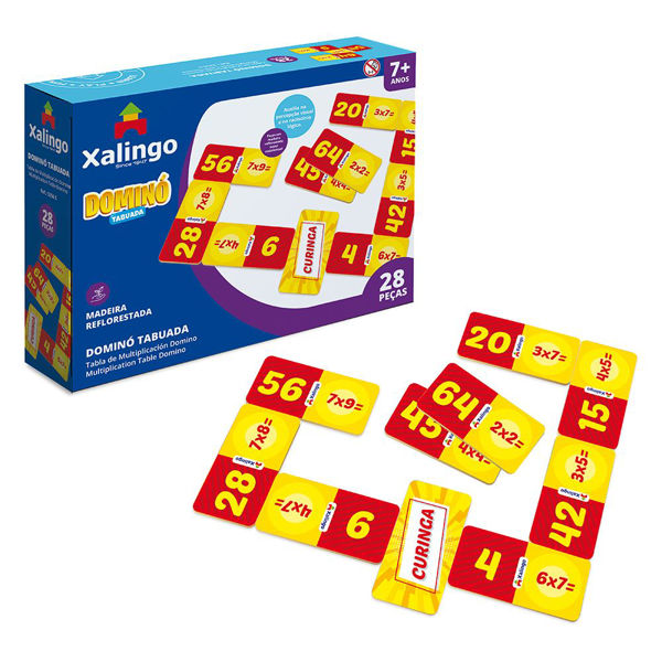 Imagen de Juego de mesa, dominó, 28 piezas de madera divisiones, XALINGO, en caja