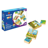 Imagen de Puzzle de madera, 36 cubos, 4 puzzles granja XALINGO, en caja
