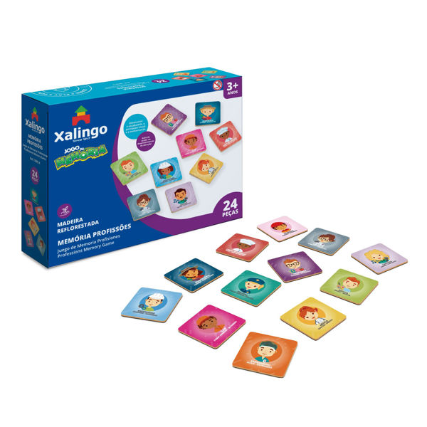 Imagen de Juego de mesa, memoria, profesiones, 24 piezas de madera XALINGO, en caja