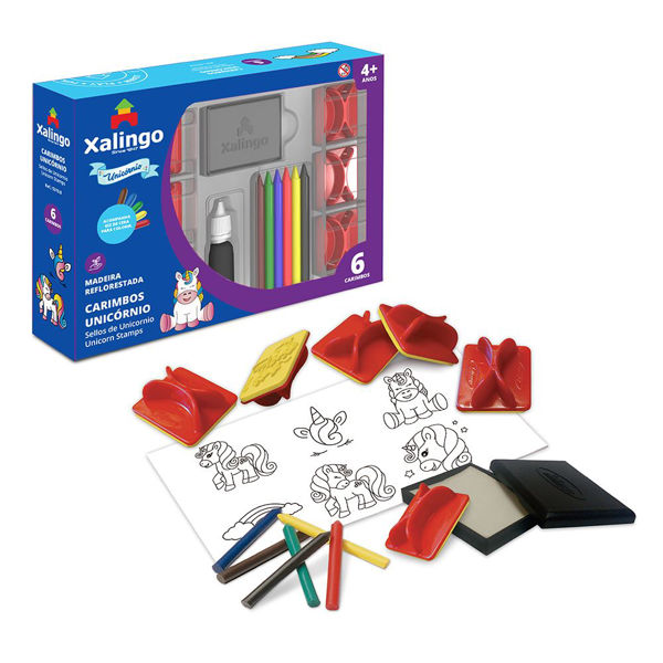 Imagen de Sellos de unicornios x6, con crayolas, XALINGO en caja