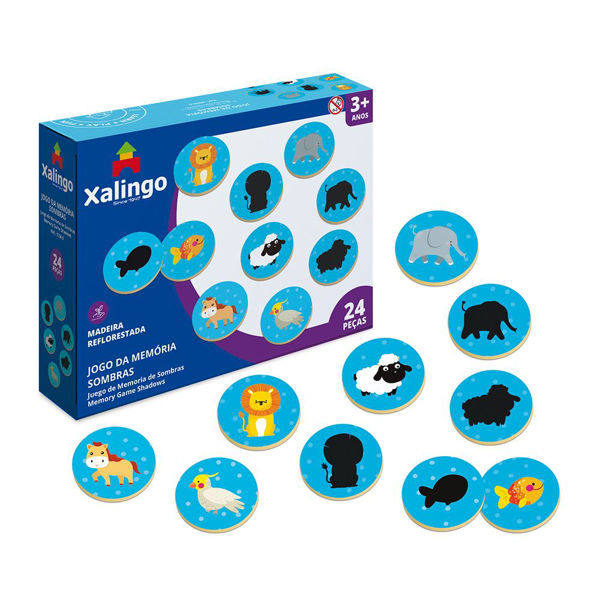 Imagen de Juego de mesa, memoria, sombras, 24 piezas de madera, XALINGO, en caja