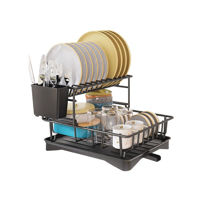 Imagen de Escurridor platos metal 2 niveles con bandeja, 2 colores en caja
