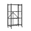 Imagen de Mueble estantería de metal plegable con ruedas, 4 estantes NEGRO, en caja