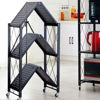 Imagen de Mueble estantería de metal plegable con ruedas, 4 estantes NEGRO, en caja