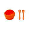Imagen de Plato bowl con ventosa y cubiertos de silicona, en bolsa varios colores