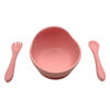 Imagen de Plato bowl con ventosa y cubiertos de silicona, en bolsa varios colores