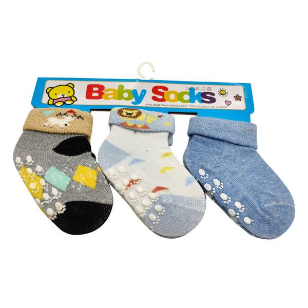 Imagen de Medias para bebé x3 antideslizantes, con diseño, en bolsa