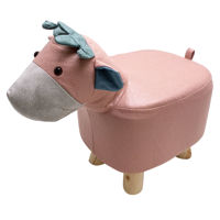 Imagen de Banquito de madera 4 patas, forrado PU varios diseños de animales en bolsa