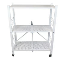 Imagen de Mueble estantería de metal plegable con ruedas, 3 estantes BLANCO en caja