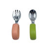 Imagen de Cubiertos infantiles x2 de metal mango anatómico de silicona, en caja plástica