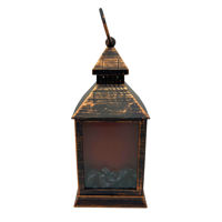 Imagen de Adorno decorativo farol de plástico, simula fuego, 3AA y recarga USB, en caja