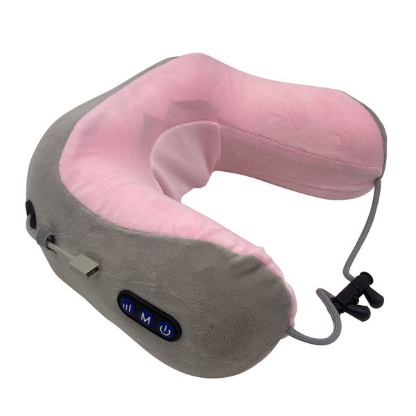 Imagen de Almohada con masajeador para cuello recarga mini USB, en caja 2 colores