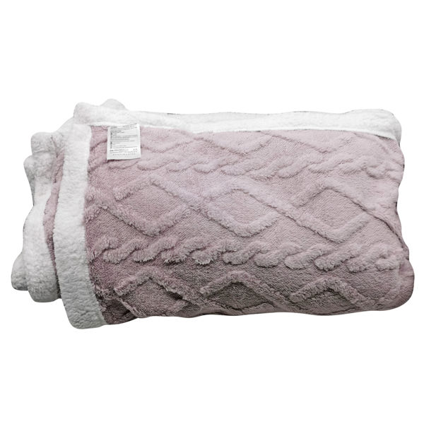 Imagen de Frazada manta polar con corderito, 2 plazas, con diseño varios colores