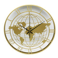 Imagen de Reloj de pared redondo 40cm, mapamundi de metal calado, 2 colores