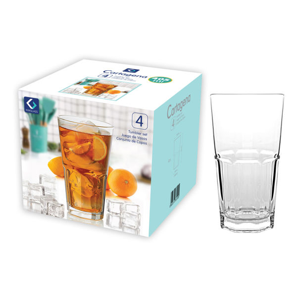 Imagen de Vaso de vidrio 405ml x4, en caja