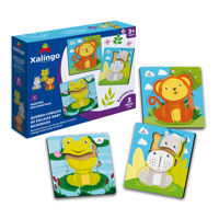 Imagen de Puzzle de madera, 3 piezas, 3 diseños animales, XALINGO en caja
