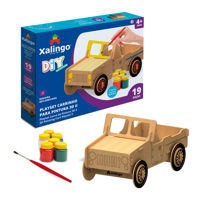 Imagen de Puzzle de madera, 3D camioneta para pintar con témpera, XALINGO en caja