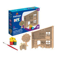 Imagen de Puzzle de madera, 3D casita para pintar con témperas, XALINGO en caja
