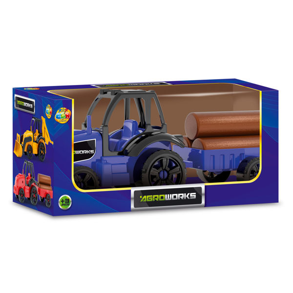 Imagen de Tractor ruedas libres zorra, con troncos, en caja varios colores