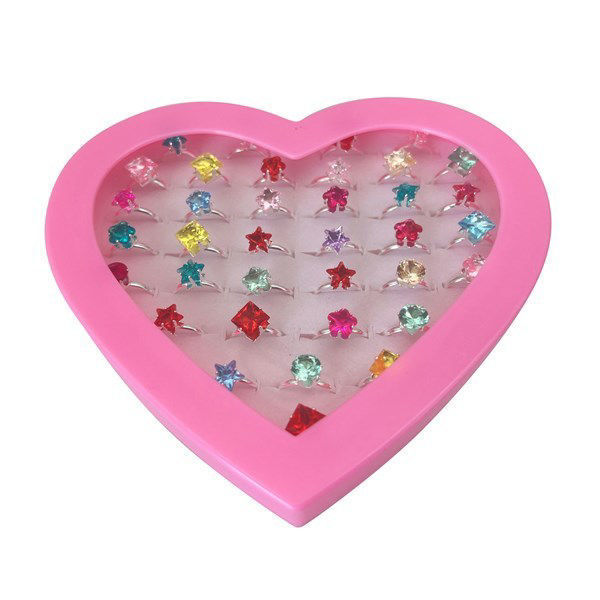 Imagen de Anillo surtido de metal x36, en caja corazón