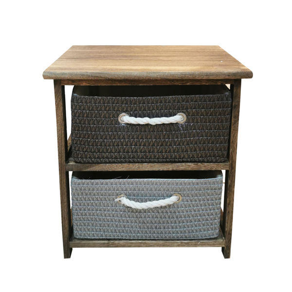 Imagen de Mueble organizador de madera con 2 cajones canastos, en caja