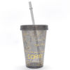 Imagen de Vaso con sorbito, de acrílico 420ml, varios diseños, en bolsa