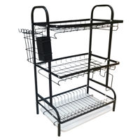 Imagen de Escurridor platos metal 3 pisos sobre mesada, en caja