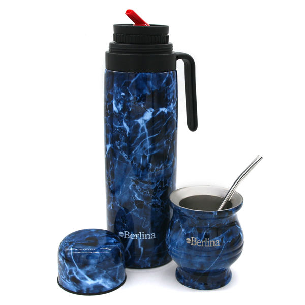 Imagen de Termo 1L media asa con mate 180ml y bombilla, pico cebador, base antideslizante, Berlina en caja