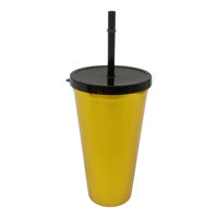 Imagen de Vaso con sorbito, de plástico 550ml, tapa rosca, varios colores, PACKx12