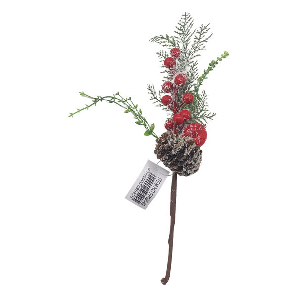 Imagen de Adorno rama de árbol con piñas y frutos, en bolsa PACKx12
