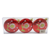Imagen de Bolas navideñas x3 8cm, chatas en caja de PVC