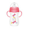 Imagen de Mamadera de plástico 240ml con asas tetina natural boca ancha, en caja, varios colores MOMEASY