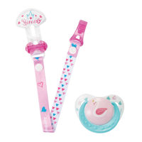 Imagen de Chupete de silicona tipo pulgar con clip en blister, 2 colores MOMEASY