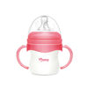 Imagen de Mamadera de plástico 120ml con asas tetina natural, boca ancha en caja, varios colores MOMEASY