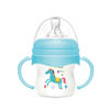 Imagen de Mamadera de plástico 120ml con asas tetina natural, boca ancha en caja, varios colores MOMEASY