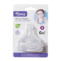 Imagen de Tetina de silicona x2 anticólicos boca ancha, talle S M L, en blister MOMEASY