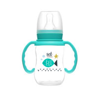 Imagen de Mamadera de plástico 120ml con asas tetina natural standard, en caja, 2 colores MOMEASY