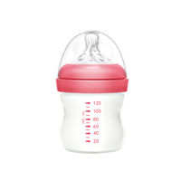 Imagen de Mamadera de vidrio 120ml tetina natural boca ancha, en caja, 2 colores MOMEASY