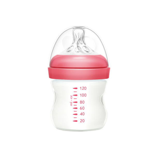 Imagen de Mamadera de vidrio 120ml tetina natural boca ancha, en caja, 2 colores MOMEASY