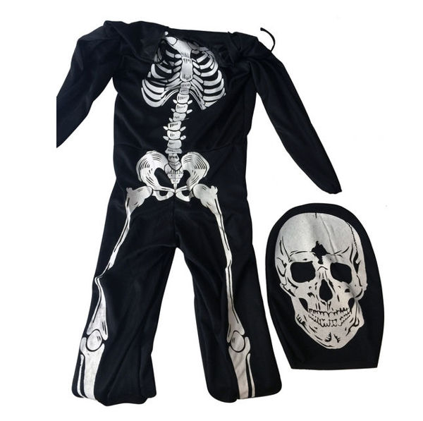 Imagen de Disfraz de calavera, enterito y máscara de tela, en bolsa