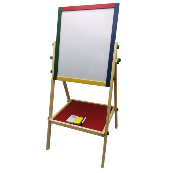 Imagen de Pizarrón doble faz, con marcador, tizas borrador en caja