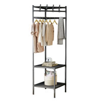 Imagen de Mueble perchero esquinero de plástico con 2 estantes de PVC, en caja