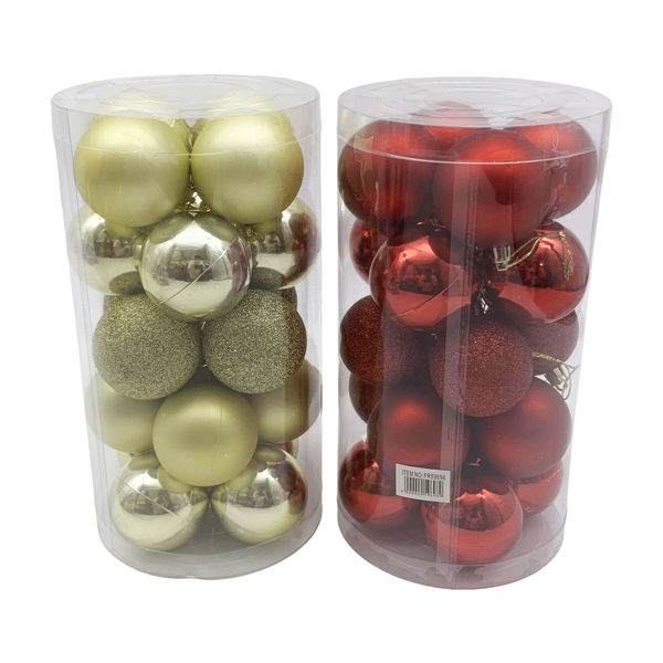 Imagen de Bolas navideñas x20 6cm, varias texturas en tubo, varios colores