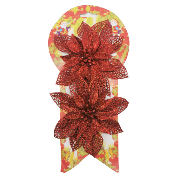 Imagen de Adorno navideño flor, x2, en bolsa