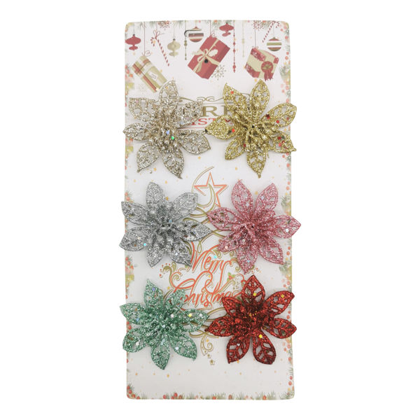 Imagen de Adorno navideño flor, x6, en bolsa