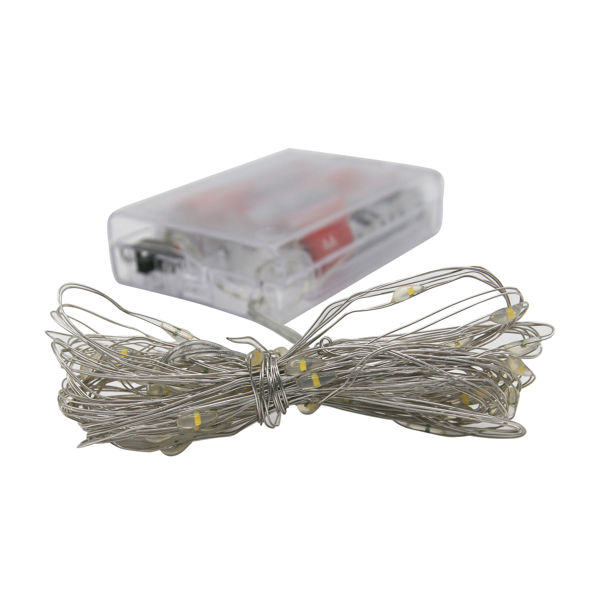 Imagen de Luces LED x50 luciérnagas de alambre, 3AA, en caja PACK x10